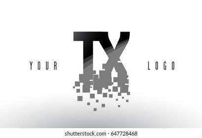 TX T X Pixel Letter Logo with Digital Shattered Black Squares. Creative Letters Vector Illustration.