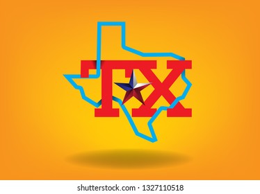 TX Texas logo design concept, with map and star, Vector EPS 10