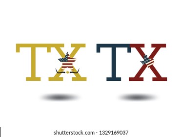 TX Texas logo design concept with Star and Small Map, Vector EPS 10