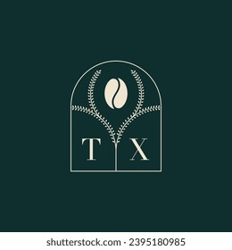 TX Unique and simple logo design combination of letters and coffee bean