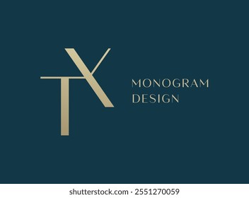 Diseño de icono de logotipo de letra TX o XT. Monograma de las iniciales de lujo de estilo clásico.