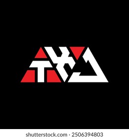 TXJ triangle letter logo design with triangle shape. TXJ triangle logo design monogram. TXJ triangle vector logo template with red color. TXJ triangular logo Simple, Elegant, and Luxurious design.