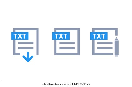 TXT document, download txt file, edit icons