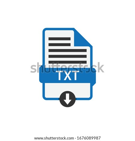 TXT document download file format vector image. TXT file icon flat design graphic vector