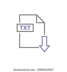 TXT Document Download Icon Vector Template