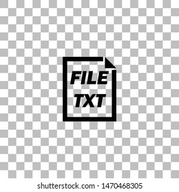 TXT File. Black flat icon on a transparent background. Pictogram for your project