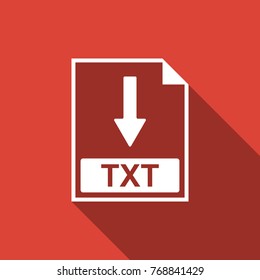 TXT file document icon. Download TXT button icon isolated with long shadow. Flat design. Vector Illustration