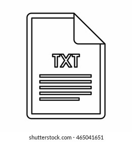 TXT file format icon in outline style isolated on white background