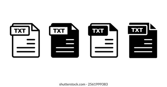 txt file format icon symbol sign vector design simple black white color flat illustration collection isolated