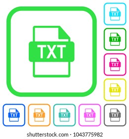 TXT file format vivid colored flat icons in curved borders on white background