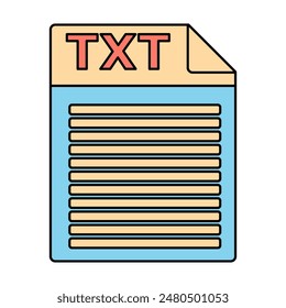 TXT File. Icon of a digital text document, representing data, information, and writing.