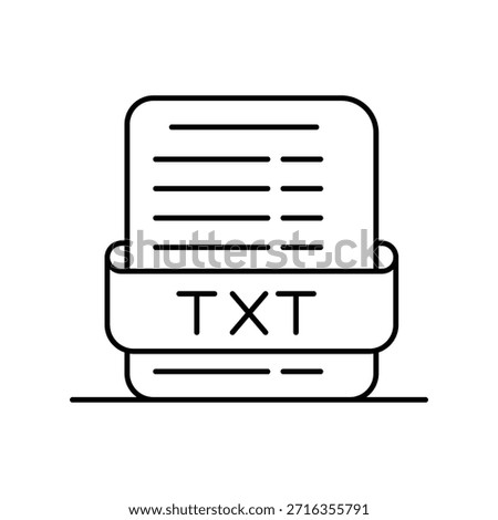TXT FILE icon with white background vector stock illustration