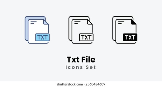 Txt File Icons thin line and glyph vector icon stock illustration