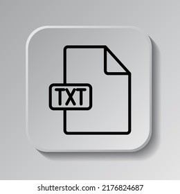 TXT file simple icon vector. Flat design. Black icon on square button with shadow. Grey background.ai