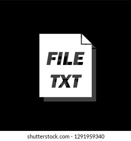 TXT file. White flat simple icon with shadow