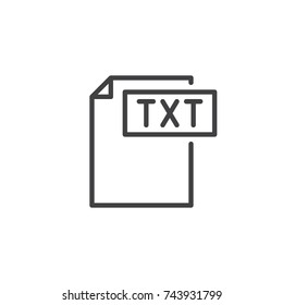 Txt format document line icon, outline vector sign, linear style pictogram isolated on white. File formats symbol, logo illustration. Editable stroke