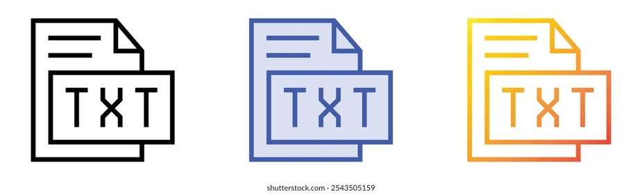 txt format icon. Linear, Blue Fill and Gradient Style Design Isolated On White Background