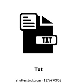 Txt icon vector isolated on white background, logo concept of Txt sign on transparent background, filled black symbol