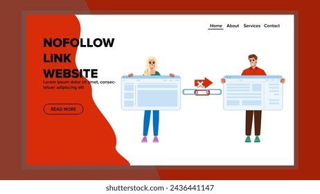 txt nofollow link website vector. back internal, external building, building seo txt nofollow link website web flat cartoon illustration