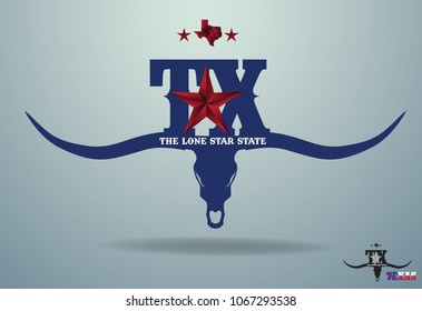 TX-Texas with nickname The Lone Star State, and Map Vector EPS 10