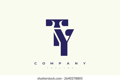 TY Abstract Geometric Logo Design. Modern and elegant logo design with simplistic typography elements, showcasing branding excellence.