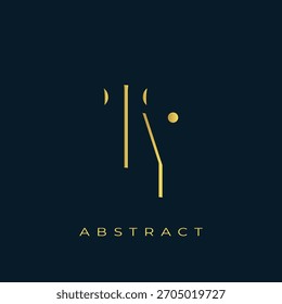 TY Abstractas diseño de logotipo de oro. Abstractas composición de símbolos de oro sobre un fondo azul marino oscuro