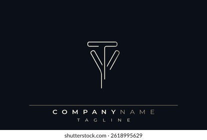 TY Abstract Line Style Logo. Minimalist Design Featuring the Letters T and Y Abstract Line Style