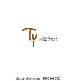 Monograma de belleza TY y diseño elegante de logotipo