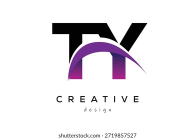 TY kreative und moderne Buchstaben Logo-Design mit kreativen lila Welle abstrakte Latter Logo Konzept.