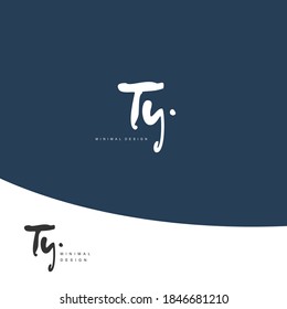 TY Initial handwriting or handwritten logo for identity. Logo with signature and hand drawn style.