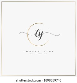 TY Initial Letter Handschrift Logo handgezeichnet Vorlage Vektorgrafik, Logo für Kosmetik, Kosmetik, Hochzeit, Mode und Business
