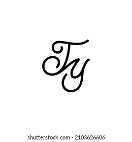 Ty initial letter signature logo. Handwritten T y monogram logo template