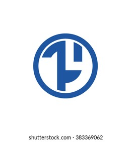 TY initial letters circle business logo blue