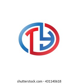 TY initial letters looping linked ellipse logo red blue