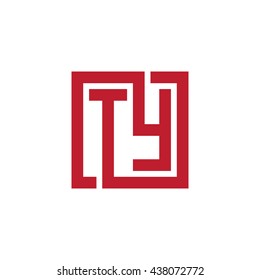 TY initial letters looping linked square logo red