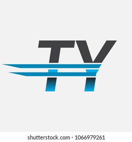 TY initial logo company name colored black and blue, Simple and Modern Logo Design.