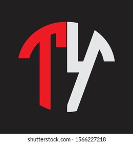 TY Initial Logo design Monogram Isolated on black background