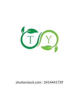 Letra de monograma inicial TY para el logotipo de la naturaleza con diseño de imagen hoja
