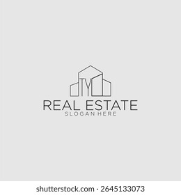 TY initial monogram logo for real estate with luxury building style