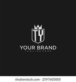 TY initial monogram shield and crown vector image