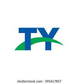 TY initial overlapping swoosh letter logo blue green