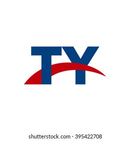 TY initial overlapping swoosh letter logo blue red