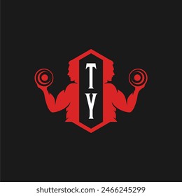 TY initials fitness sport gym logo design vector