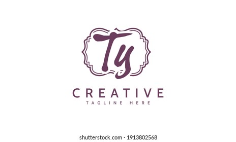 TY Initials, handwriting logo vector