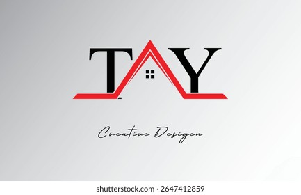 TY Letter House Logo – Monograma inmobiliario creativo con el icono del techo y la forma del hogar para la propiedad, la arquitectura y la marca moderna

