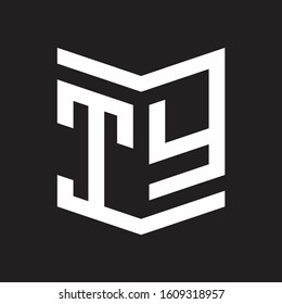 TY Logo Emblem Monogram With Shield Style Design Template Isolated On Black Background