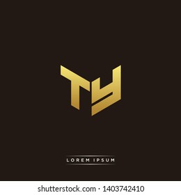 TY Logo Letter Initial Logo Designs Templete with Gold and Black Background