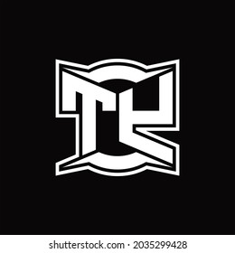 TY Logo monogram with abstract shape design template on black background