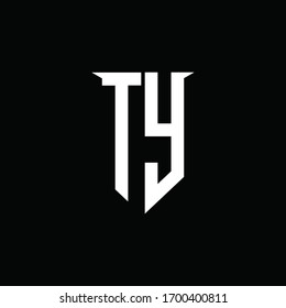 TY logo monogram with emblem shield style design template