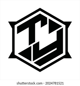 TY Logo monogram with hexagon and sharp shape design template